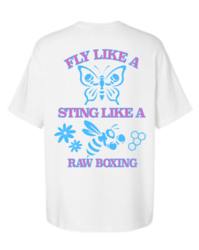 🦋 FLY & STING – RAW BOXING TEE (White Edition)